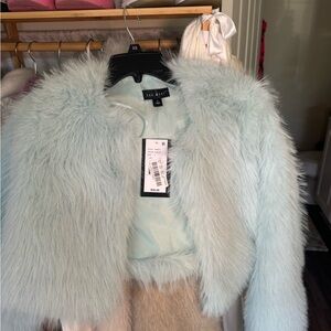 Faux Fur Jacket in Light Blue by Blank NYC